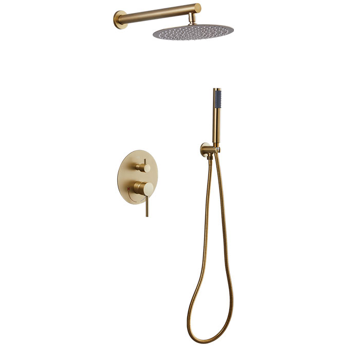 Juego de ducha redondo SUS304 de oro cepillado YF1203MG