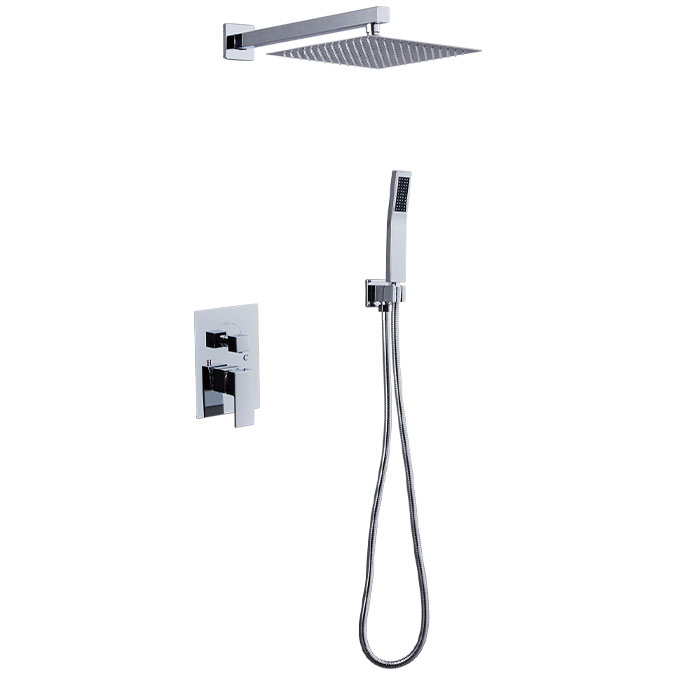 Juego de ducha empotrado cuadrado cromado SUS304 YF1102C