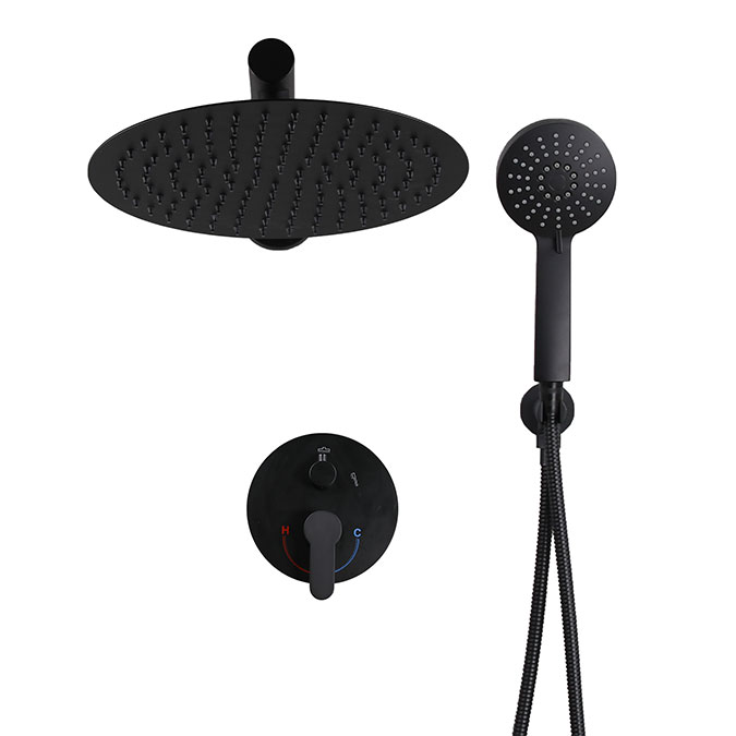 Juego de ducha empotrada redonda SUS304 negro mate YF1203B