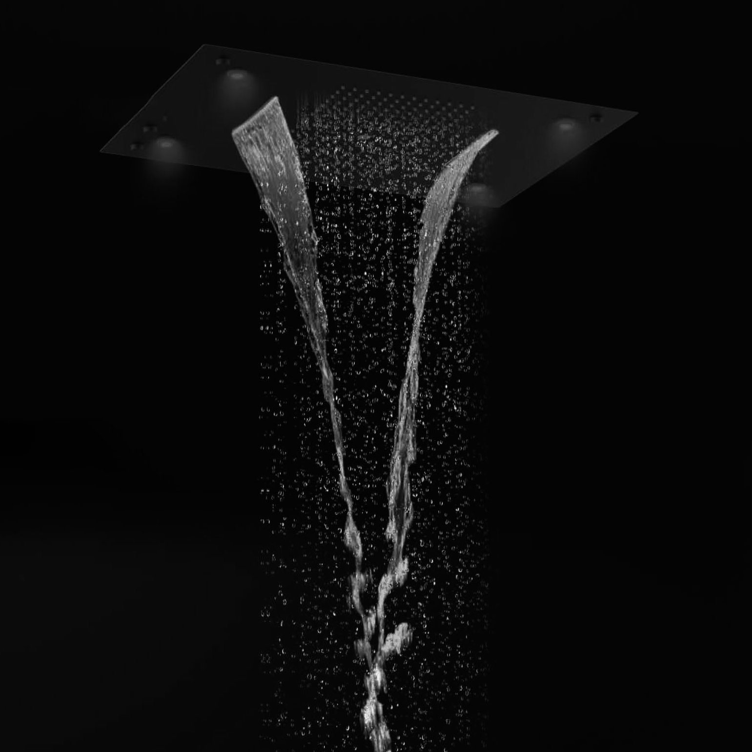 Raigu-D8883B-SUS304 Stainless Steel LED Shower Head with black matte finish